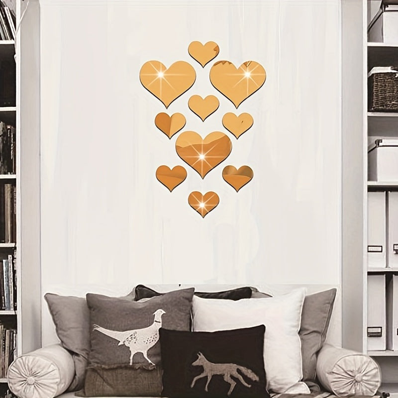3D Wall Sticker Love Heart Acrylic Mirror Removable Home Living Room Sofa Background Decoration