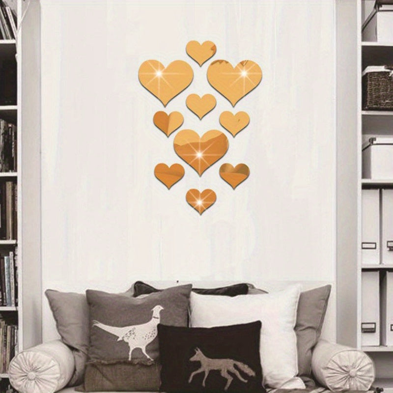 3D Wall Sticker Love Heart Acrylic Mirror Removable Home Living Room Sofa Background Decoration