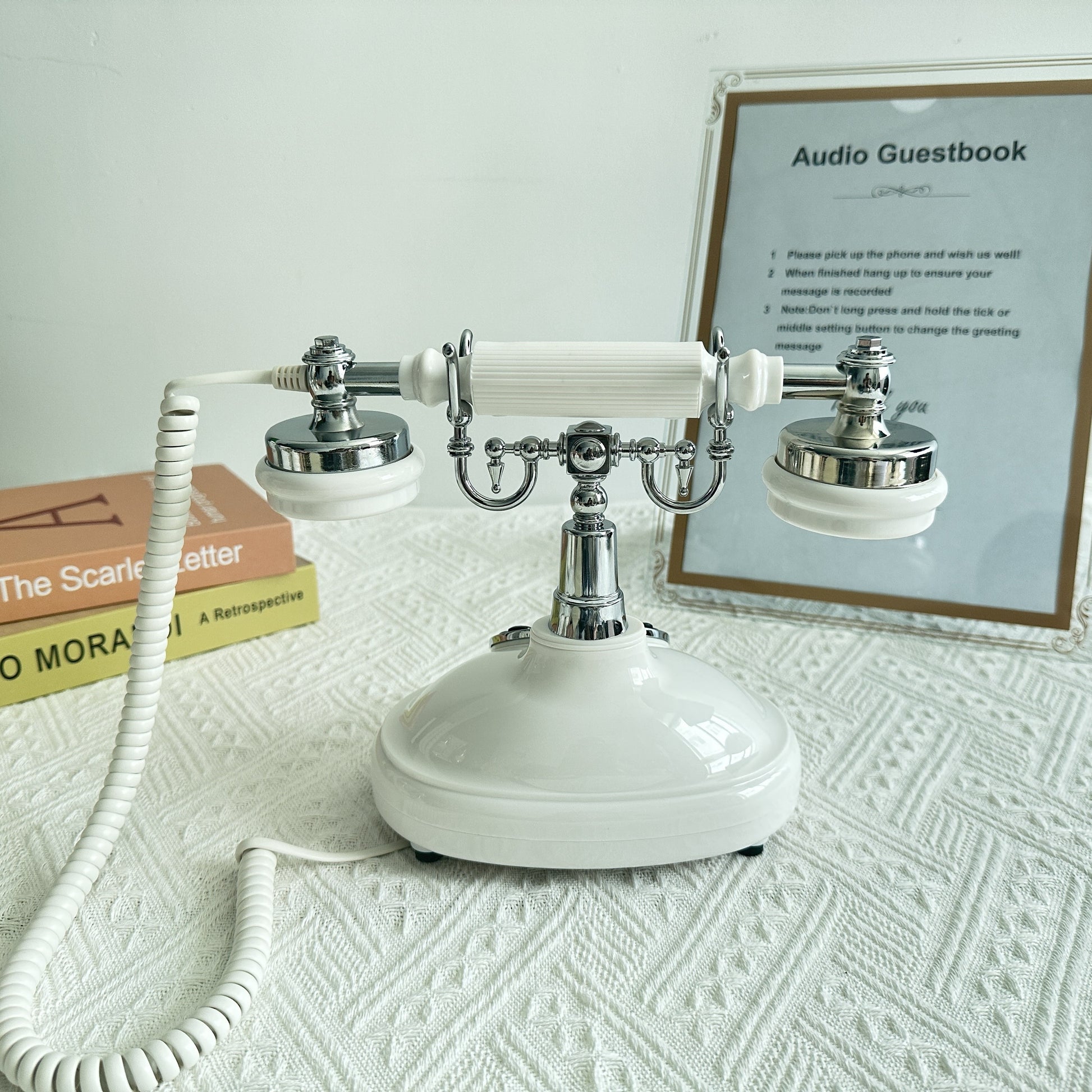 [Popular Choice] 1pc Retro Telephone Design Audio Guestbook, ABS Material, Single Line Operation, Battery/USB Powered, with Electronic Components, for Weddings, Birthdays, Christmas Gifts