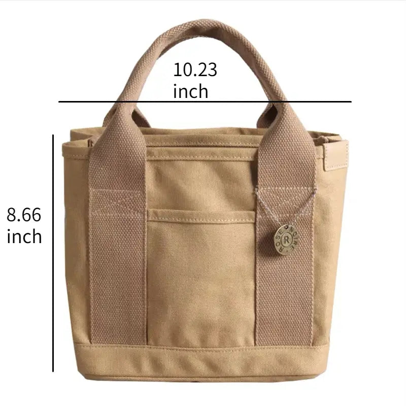 Stylish Solid Color Tote Satchel Bag - Lightweight & Durable Canvas, Versatile Multifunction Design with Secure Button Closure - Perfect for Work and Everyday Use