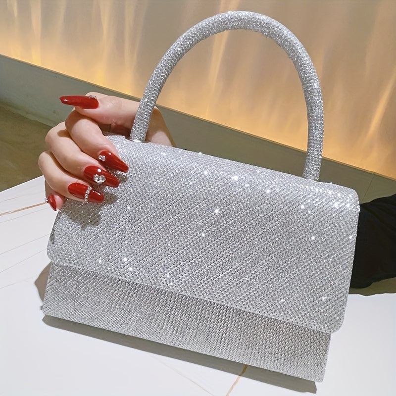 Rhinestone Decor Evening Bag, Glitter Clutch Purse For Women, Sparkly Handbag For Wedding Party Prom for Carnaval Music Festival
