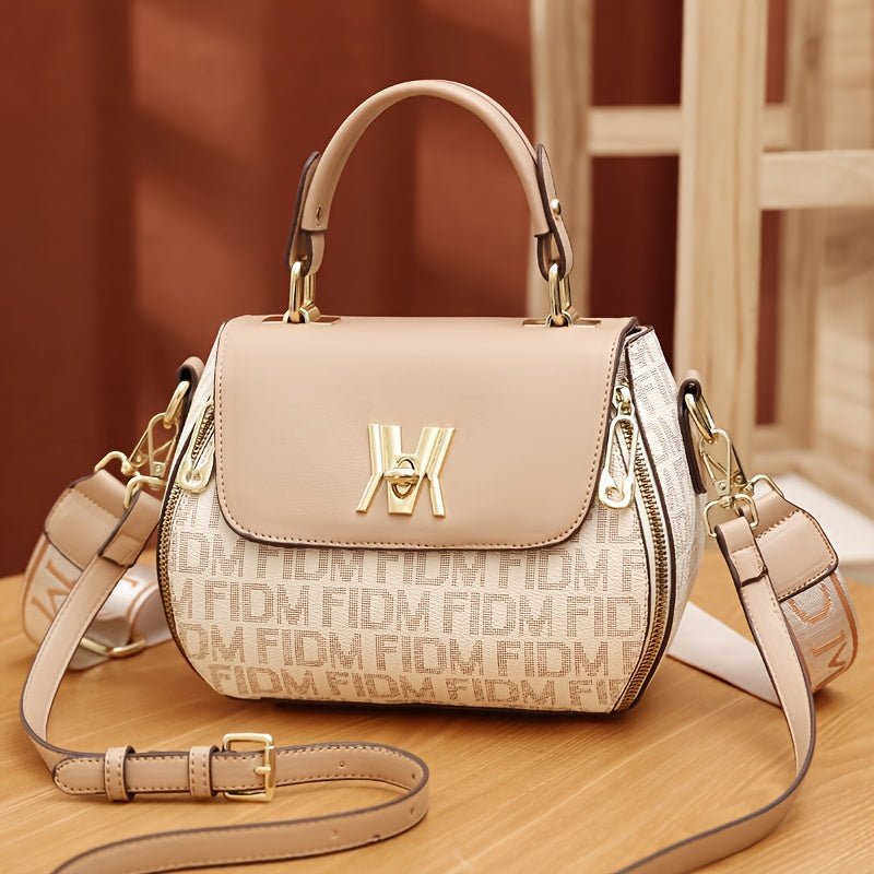 Stain-Resistant Stylish Satchel: Adjustable Strap, Solid Color, Zippered Polyester-Lined Sling Bag for All Occasions